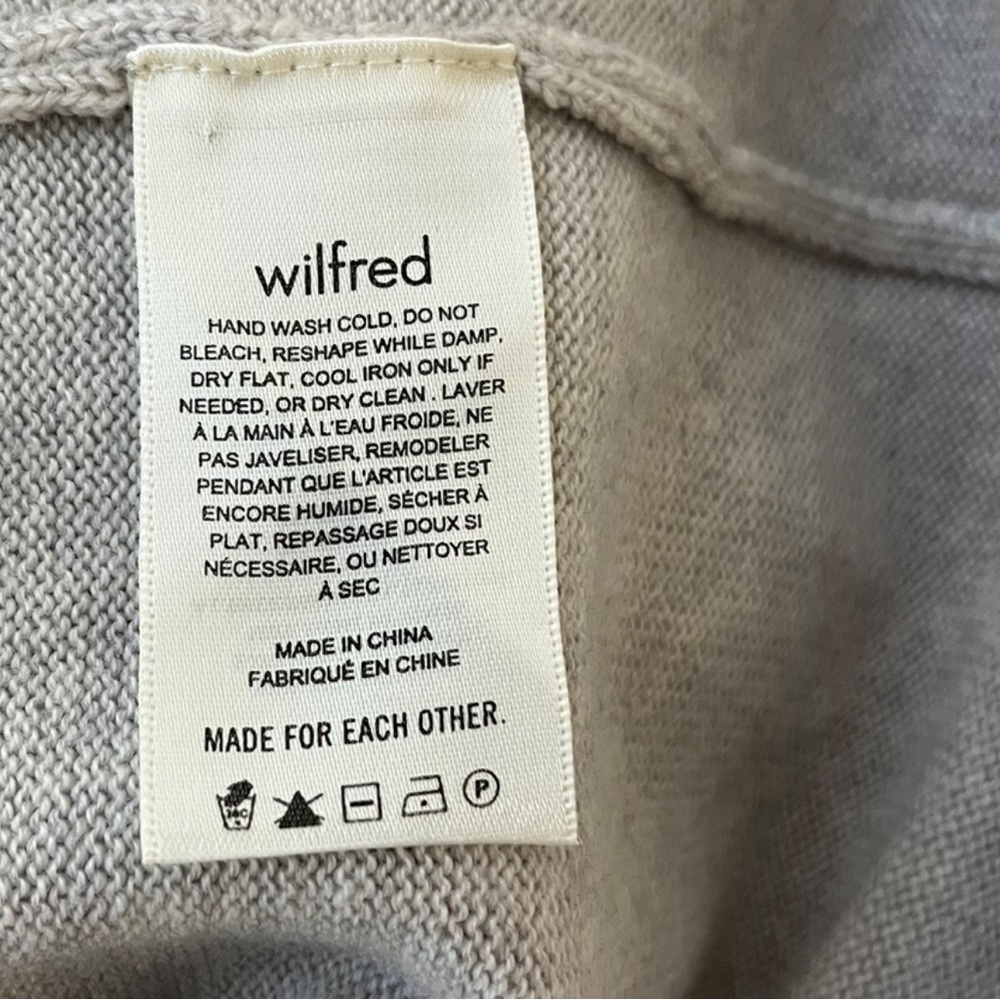 Wilfred 100% Merino Wool Cream Mock Neck Sweater Dress w/ Front Slit – Size S - Picture 10 of 10